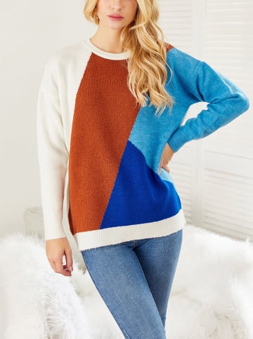 LA Angels Pullover in Hellbraun/ Blau/ Creme