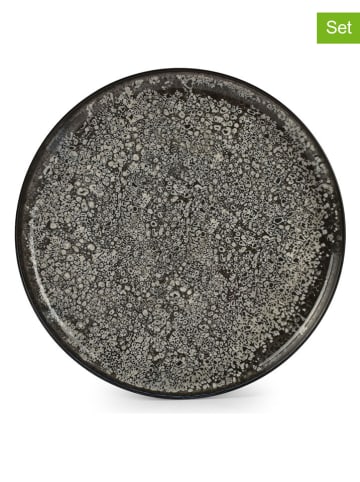Salt and Pepper 2er-Set: Speiseteller ''Gravel" in Schwarz - Ø 27 cm 