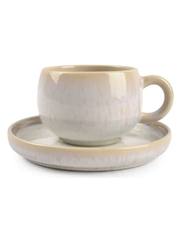 Salt and Pepper 4er-Set: Untertassen ''Curvy'' in Weiß/ Beige - Ø 11 cm