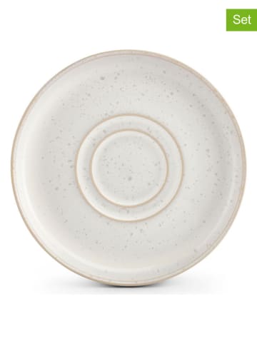 Salt and Pepper 4er-Set: Untertassen ''Curvy'' in Weiß/ Beige - Ø 14 cm