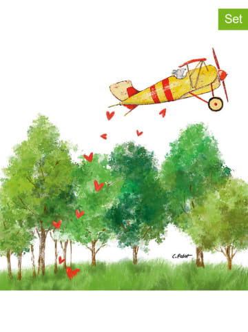 ppd 2er-Set: Servietten "Flight to Love" in Grün - 2x 20 Stück
