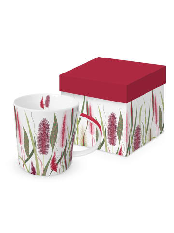 ppd Kubek jumbo "Autumn Pampas" w kolorze biało-czerwonym - 350 ml
