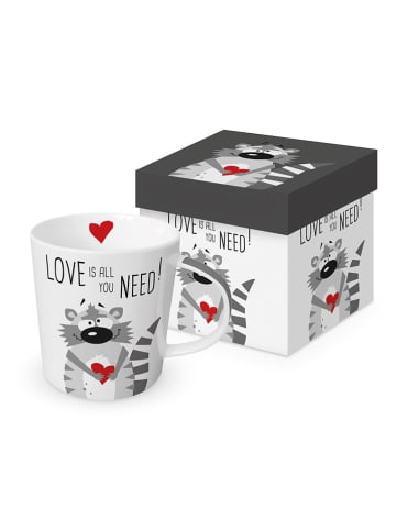 ppd Jumbotasse "Need Love Racoon" in Weiß - 350 ml