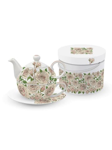 ppd Teekanne "Roses" in Weiß/ Beige - 500 ml