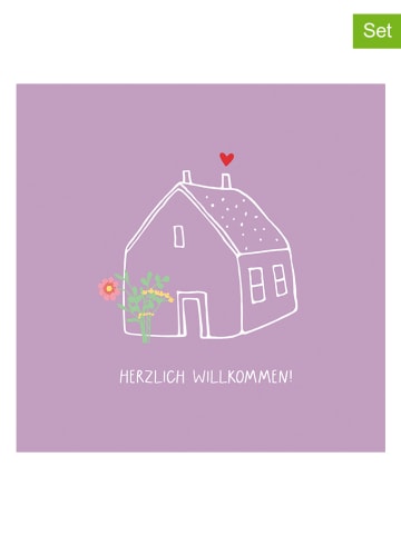 ppd 2er-Set: Servietten ''Herzlich Willkommen'' in Lila - 2x 20 Stück