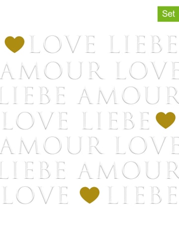 ppd 2er-Set: Servietten ''Love Letters" in Weiß - 2x 20 Stück