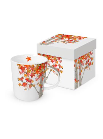ppd Jumbotasse "Leaves Are Falling" in Weiß/ Orange - 400 ml