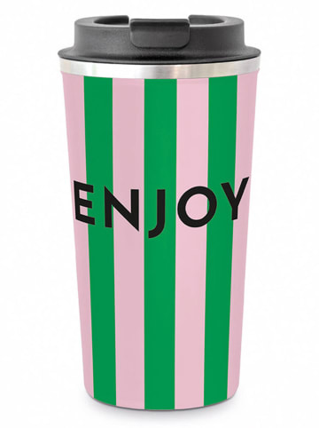 ppd Kubek termiczny "Formart Enjoy" w kolorze zielono-jasnoróżowym - 450 ml