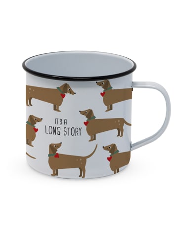 ppd Jumbotasse "Long Story" in Weiß/ Hellbraun - 400 ml