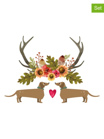 ppd 2er-Set: Servietten ''Waltraut & Walter'' in Weiß/ Hellbraun - 2x 20 Stück