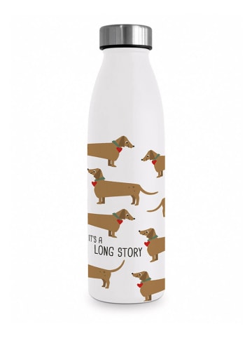 ppd Edelstahl-Thermoflasche "Long Story" in Weiß/ Hellbraun - 500 ml