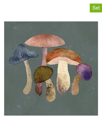 ppd Serwetki (40 szt.) "Mushroom Fantasy" w kolorze jasnobrązowo-niebieskim