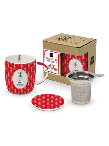 ppd Kubek "Christmas Two" w kolorze czerwonym do herbaty - 350 ml