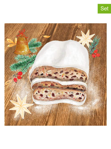 ppd 2er-Set: Servietten ''Christstollen'' in Hellbraun/ Weiß - 2x 20 Stück