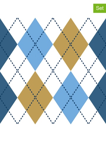 ppd 2er-Set: Servietten "Mulberry" in Blau/ Senf - 2x 20 Stück