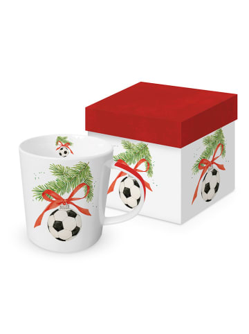 ppd Jumbotasse "Football Ornament" in Weiß - 350 ml