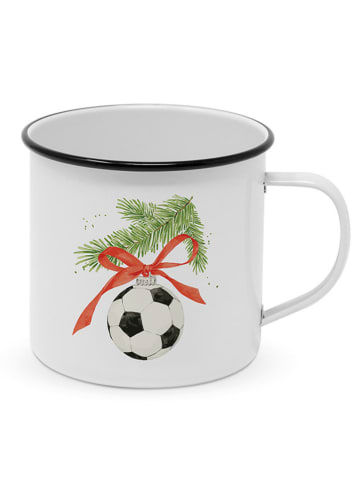 ppd Jumbotasse "Football Ornament" in Weiß - 400 ml
