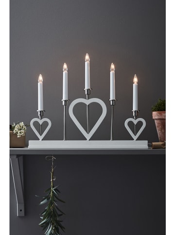 Marksljöd Adventsleuchter "Melissa" in Weiß/ Silber - (B)47 x (H)36 cm