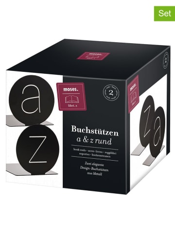 moses. 2er-Set: Buchstützen in Schwarz