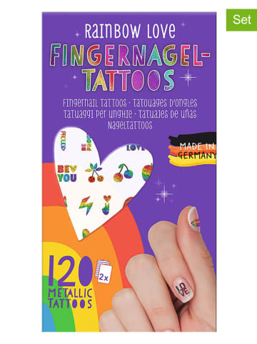 moses. 2er-Set: Fingernagel-Tattoos ''Rainbow'' in Bunt - 2x 120 Stück