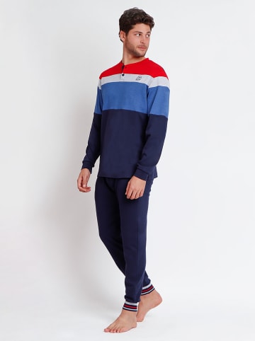 Lois Pyjama blauw/donkerblauw/rood