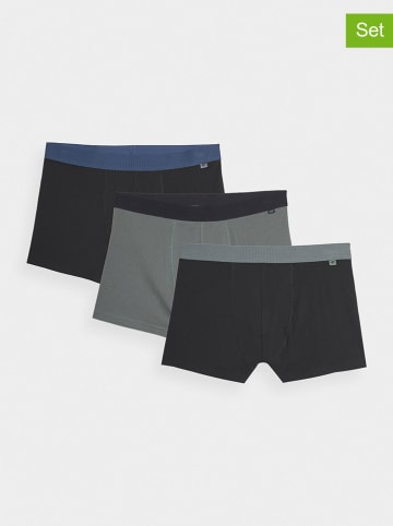 4F 3er-Set: Boxershorts in Schwarz/ Grau/ Blau