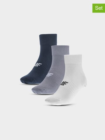4F Skarpety (3 pary) w kolorze granatowy, szarym i białym