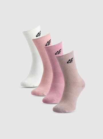 4F 4er-Set: Socken in Weiß/ Rosa/ Hellbraun