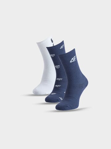 4F 3er-Set: Socken in Blau/ Grau/ Weiß