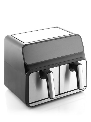 InnovaGoods Heißluftfritteuse "Fryinn Double 8000" in Schwarz/ Silber - 8 l