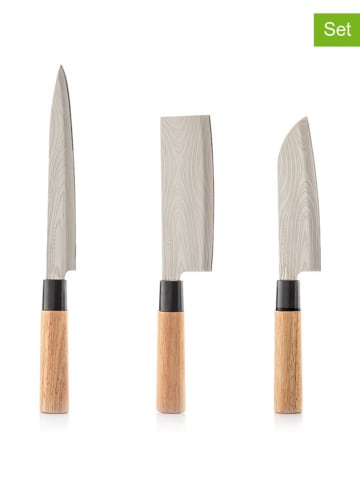 InnovaGoods 3tlg. Messer-Set in Hellbraun