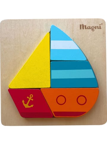 Magni 4-częściowe puzzle "Ship" w kolorze czerwono-niebiesko-żółtym - 18 m+