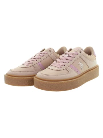 U.S. Polo Assn. Sneakersy w kolorze beżowo-jasnoróżowym