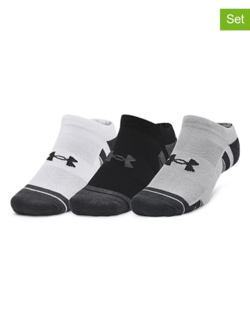 Under Armour Skarpety sportowe (3 pary) "Performance Tech" w kolorze szaro-czarno-białym