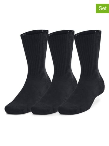Under Armour Skarpety sportowe (3 pary) "Crew" w kolorze czarnym