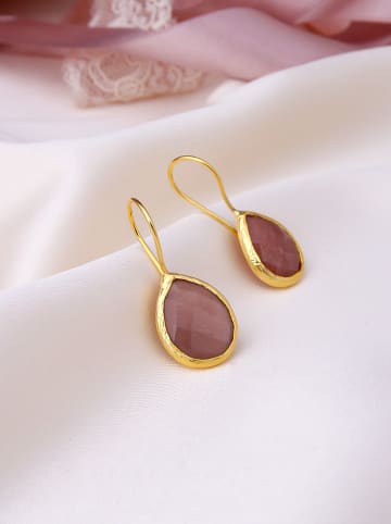 L'Atelier de Gaia Vergulde oorhangers met edelstenen