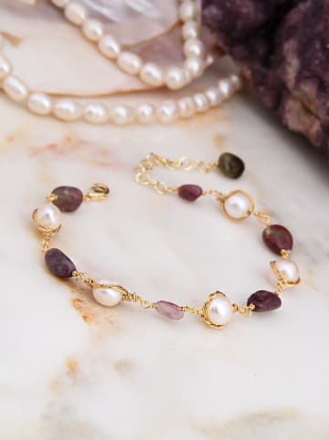 L'Atelier de Gaia Vergold. Armkette mit Perlen und Edelsteinen