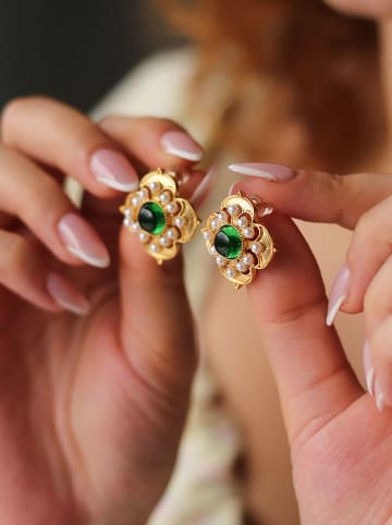 L'Atelier de Gaia Vergold. Ohrstecker mit Edelsteinen und Perlen