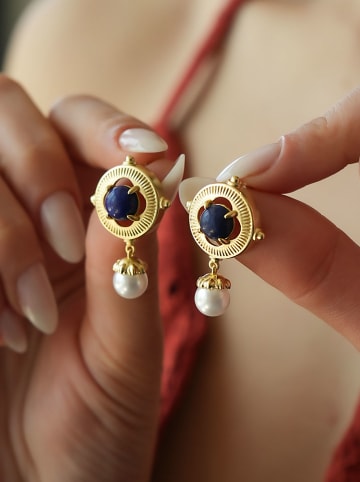 L'Atelier de Gaia Vergold. Ohrstecker mit Edelsteinen und Perlen