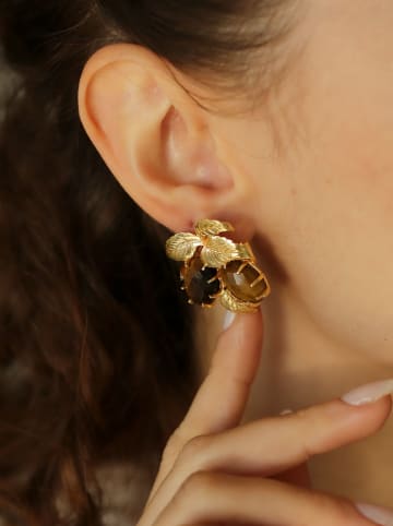 L'Atelier de Gaia Vergulde oorstekers met edelstenen