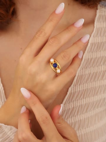 L'Atelier de Gaia Vergold. Ring mit Edelstein und Perlen