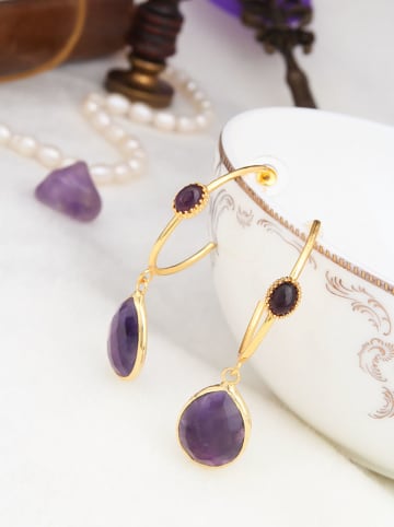 L'Atelier de Gaia Pozłacane kolczyki-półkreole z ametystami