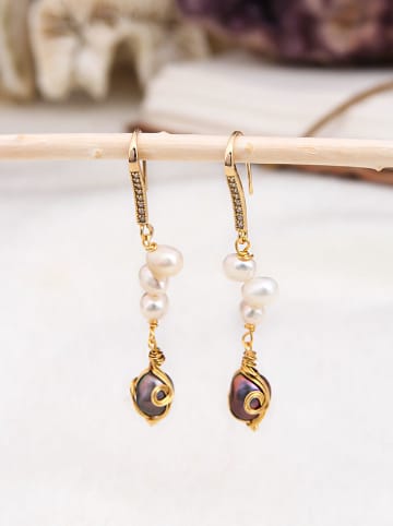 L'Atelier de Gaia Vergold. Ohrhänger mit Edelsteinen und Perlen