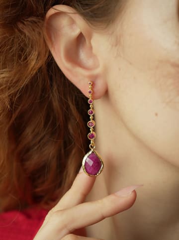 L'Atelier de Gaia Vergulde oorstekers met edelstenen