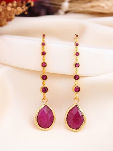 L'Atelier de Gaia Vergulde oorstekers met edelstenen