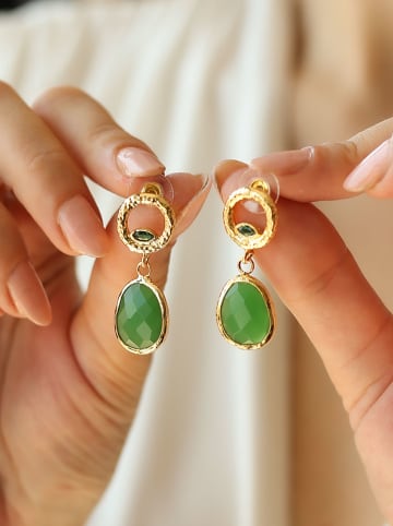 L'Atelier de Gaia Vergulde oorstekers met edelstenen