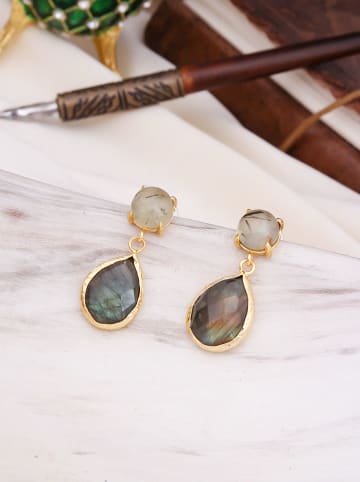 L'Atelier de Gaia Vergulde oorstekers met edelstenen