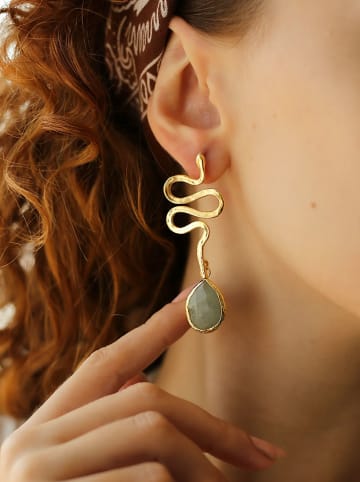 L'Atelier de Gaia Pozłacane kolczyki-wkrętki z akwamarynami