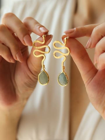 L'Atelier de Gaia Vergulde oorstekers met edelstenen