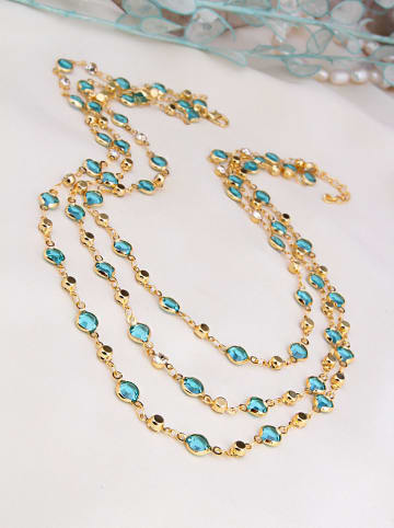 L'Atelier de Gaia Vergulde ketting met kristallen - (L)48 cm